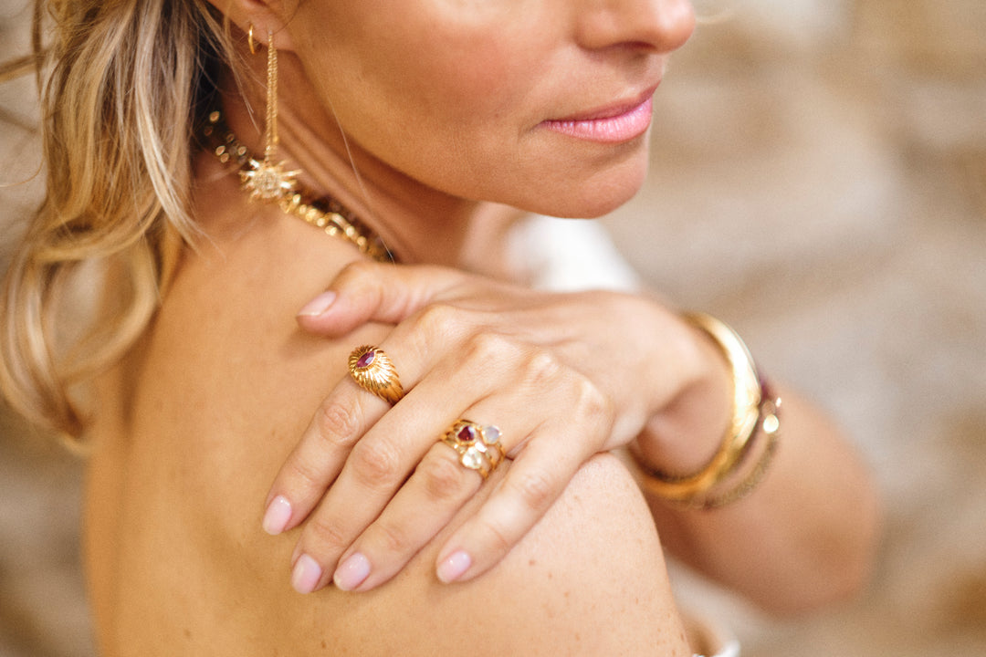 Bague Mum Quartz rose indien