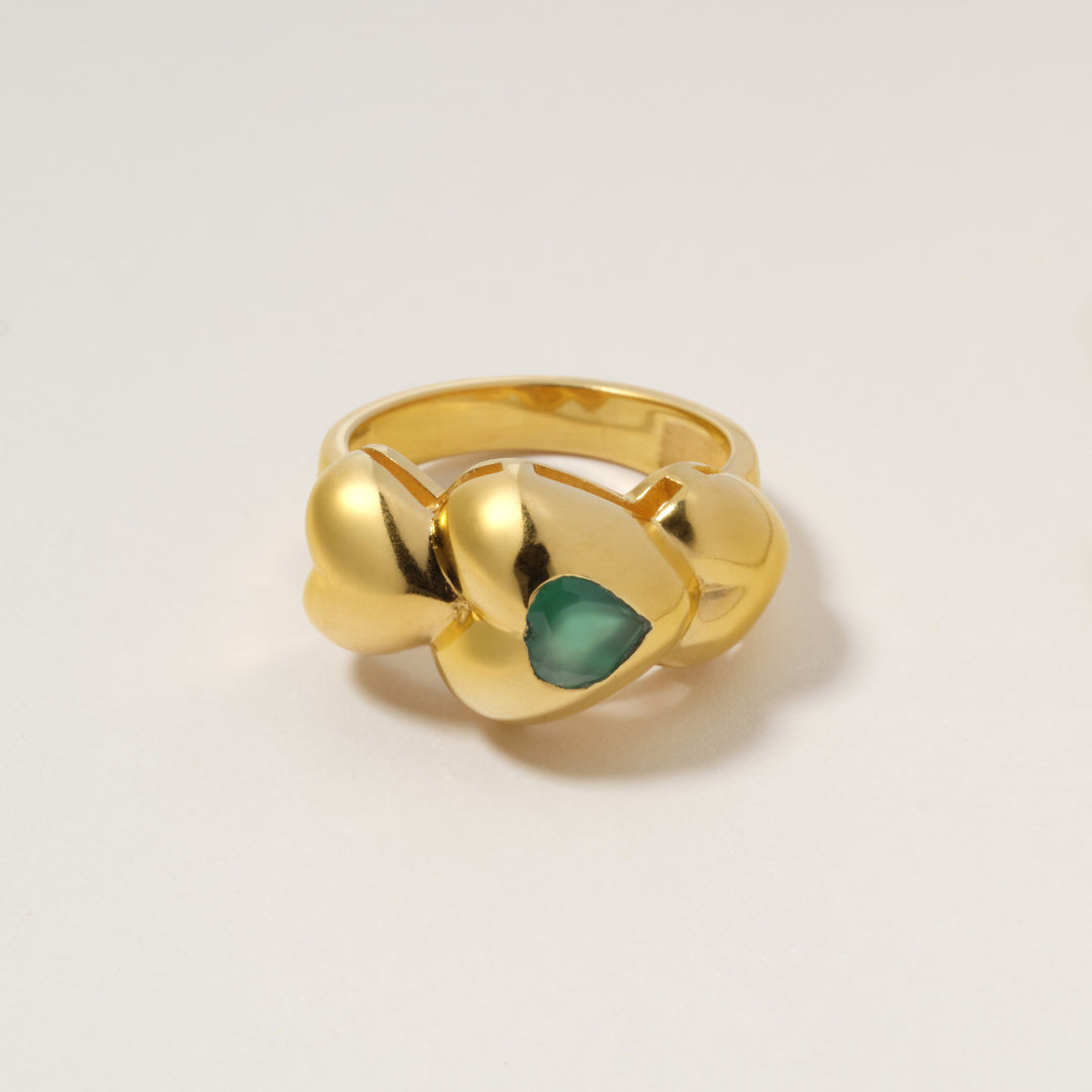 Bague Joli coeur Onyx vert