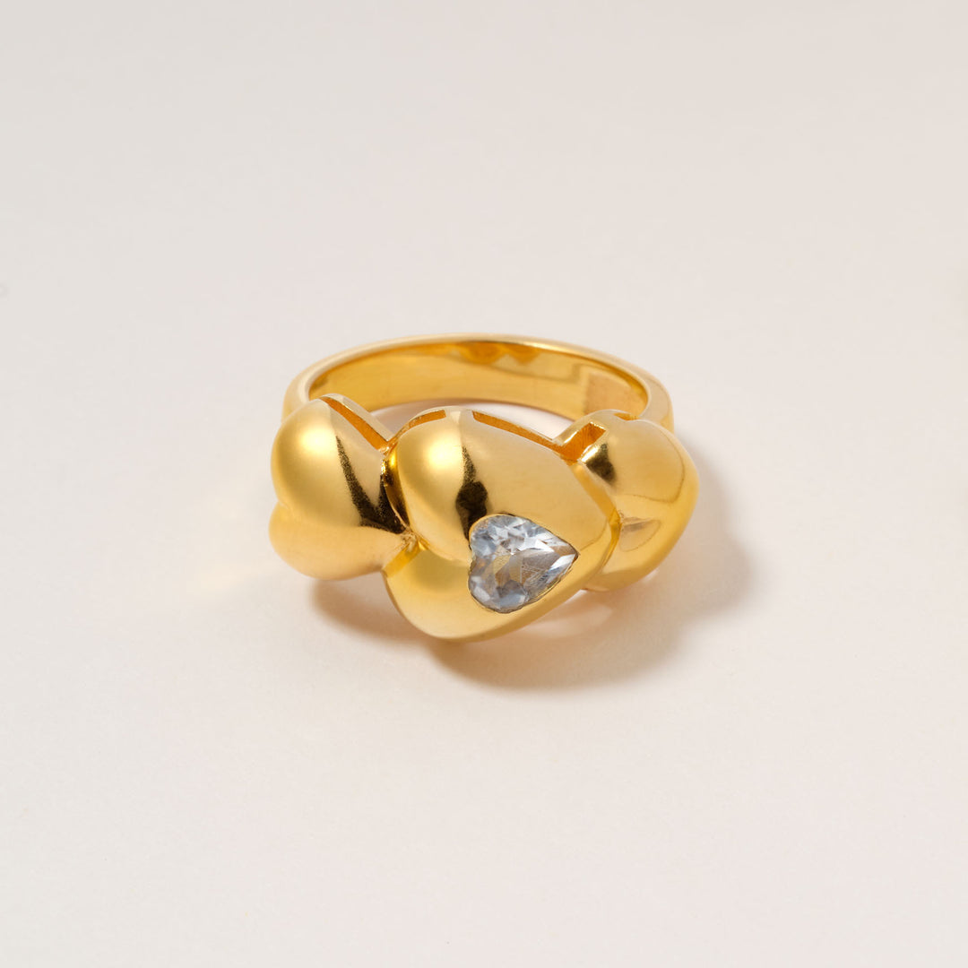 Bague Joli cœur topaze blanche