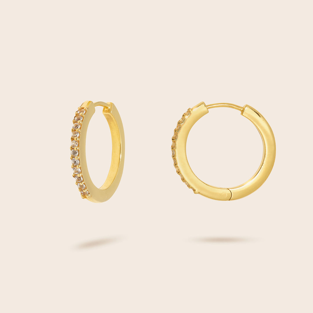 Boucles d’oreilles looping topaze blanche