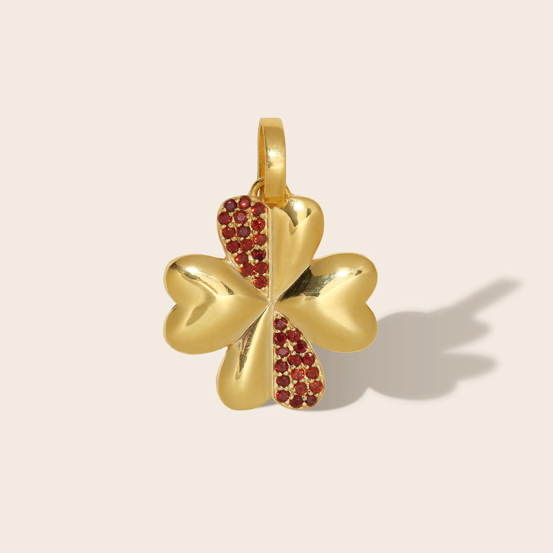 Pendentif trèfle Augura grenat