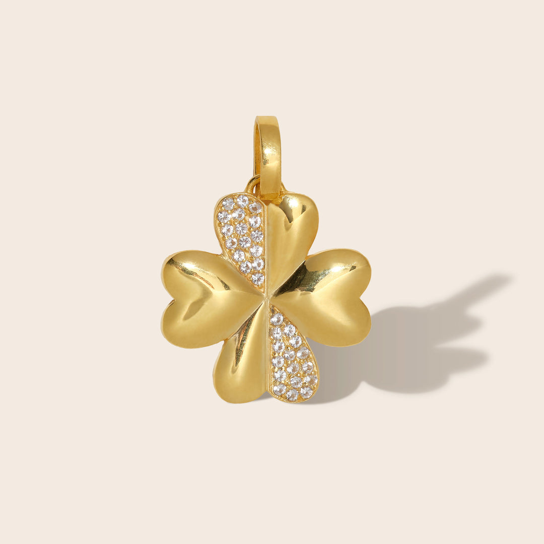 Pendentif trèfle Augura topaze blanche