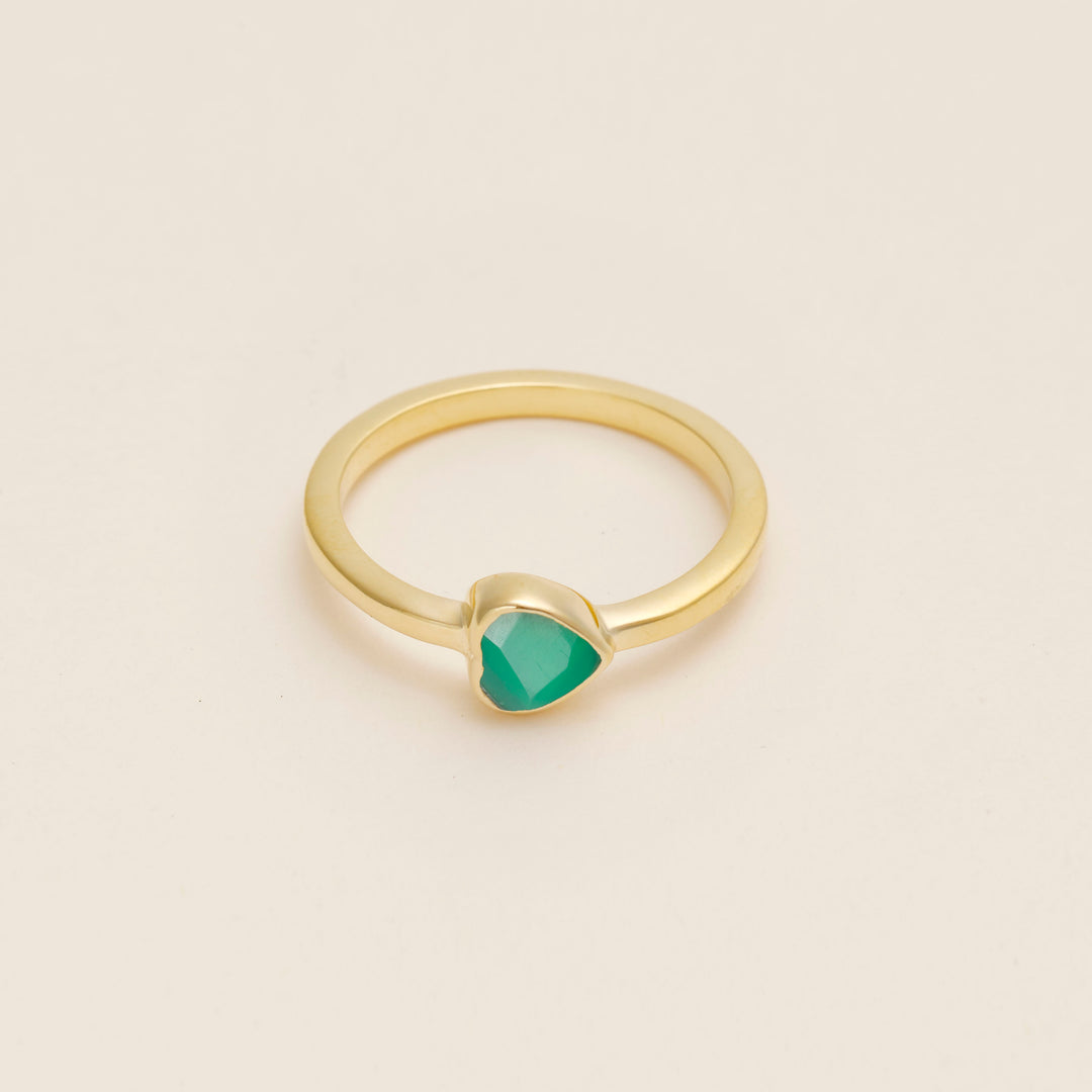 Green Onyx Mini Heart Ring
