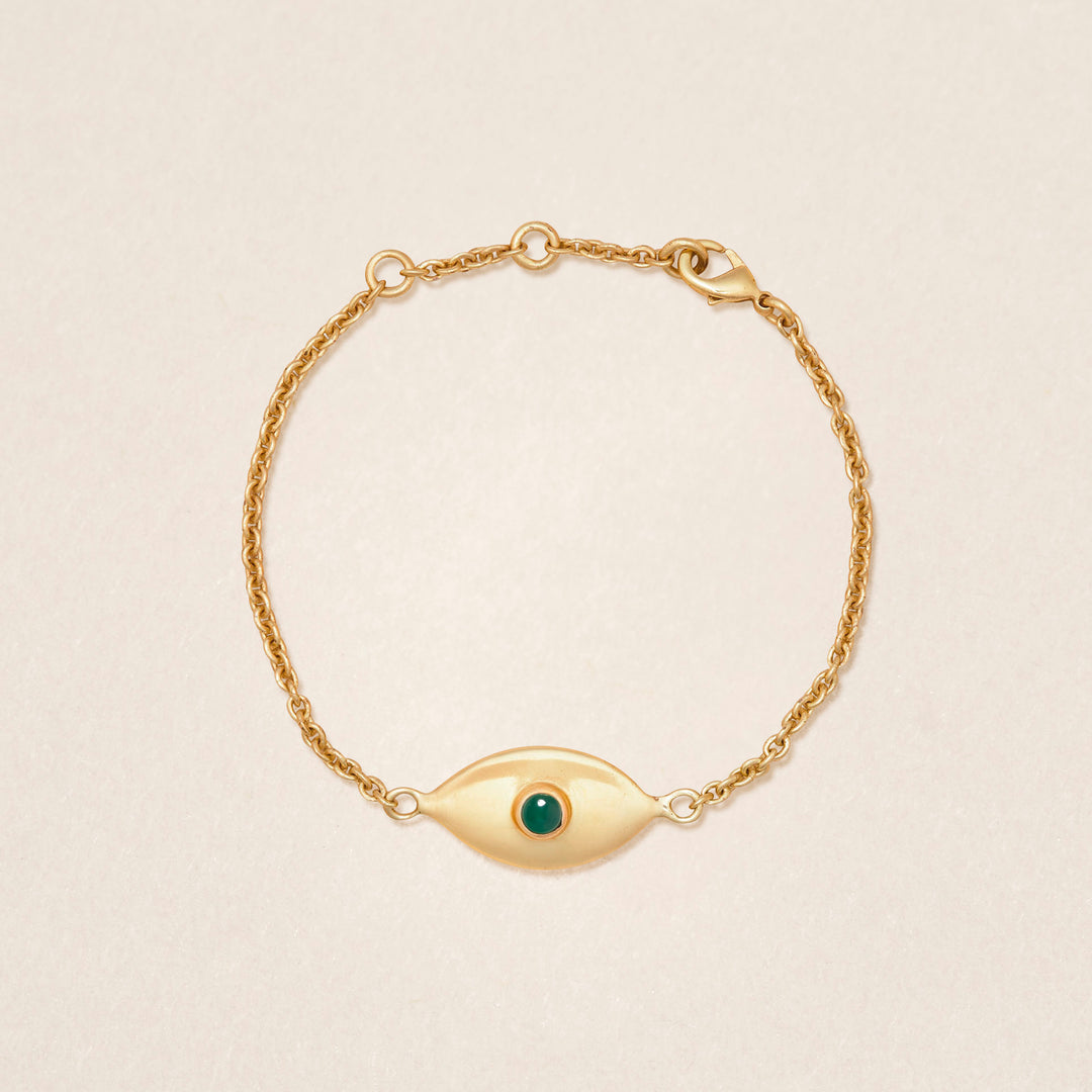 Gold Ochji bracelet Green onyx