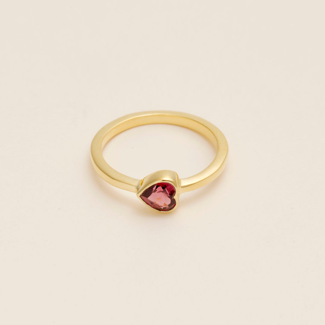 Mini Garnet Heart Ring