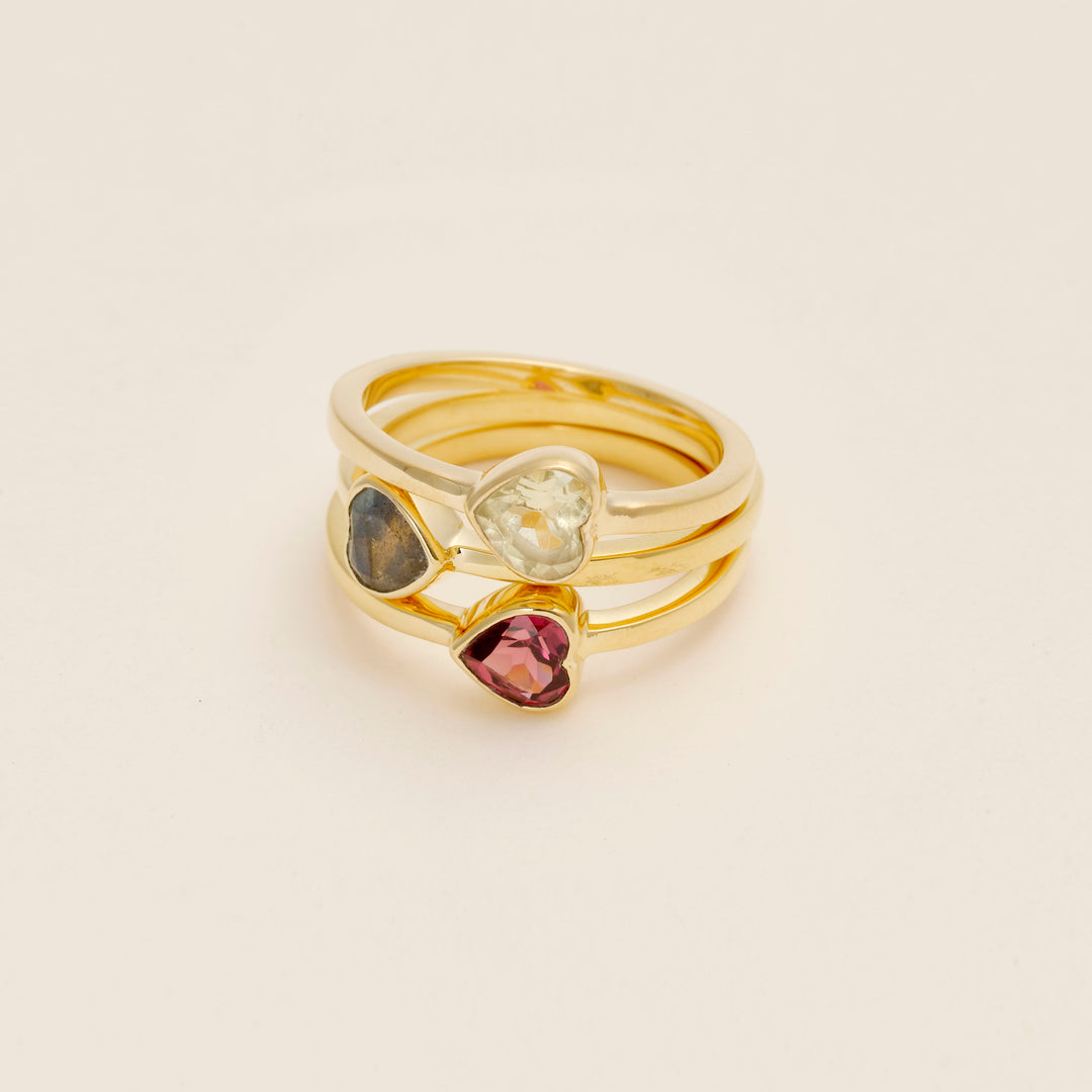 Mini Garnet Heart Ring