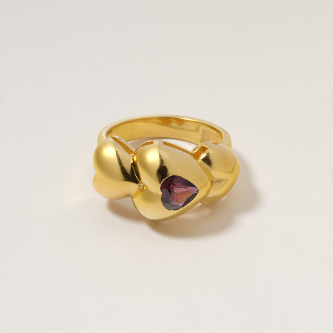 Pretty Heart Garnet Ring