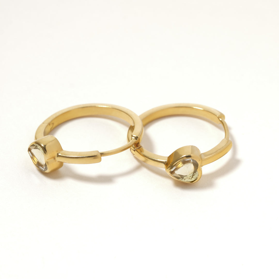 Joli coeur Quartz lemon hoop earrings